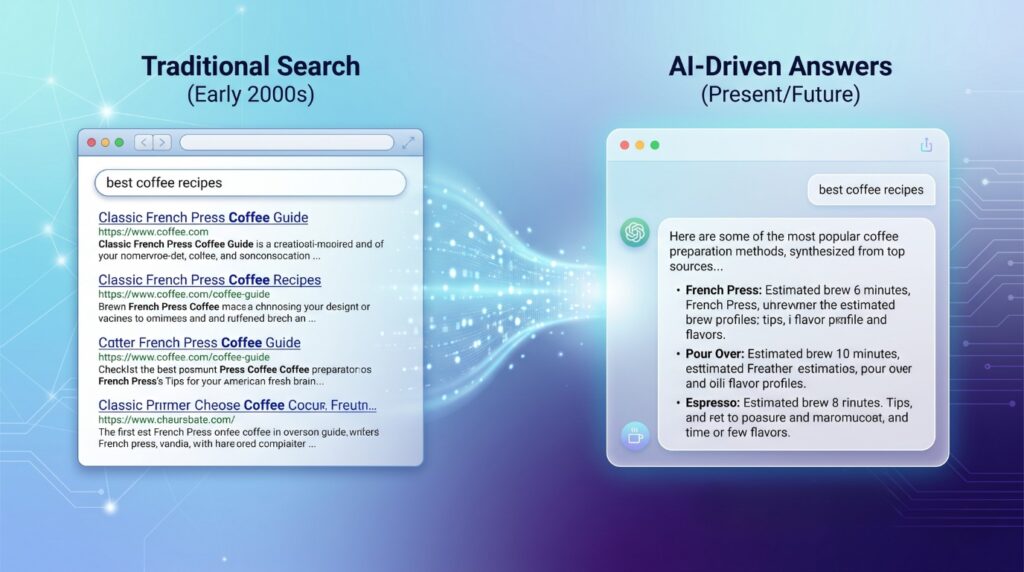 evolution from search engines to AI answers