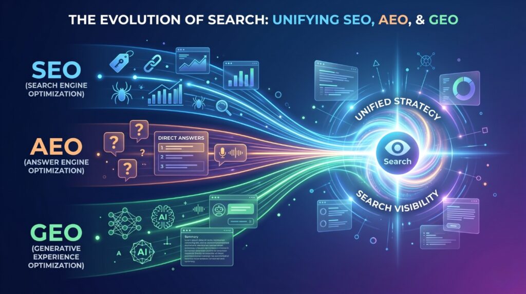 SEO AEO GEO combined strategy