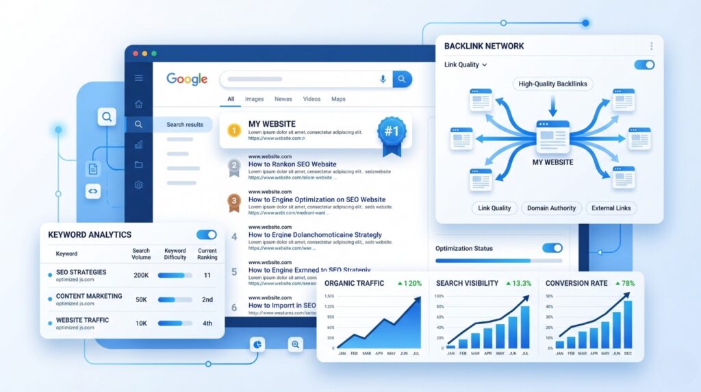 SEO ranking and optimization concept