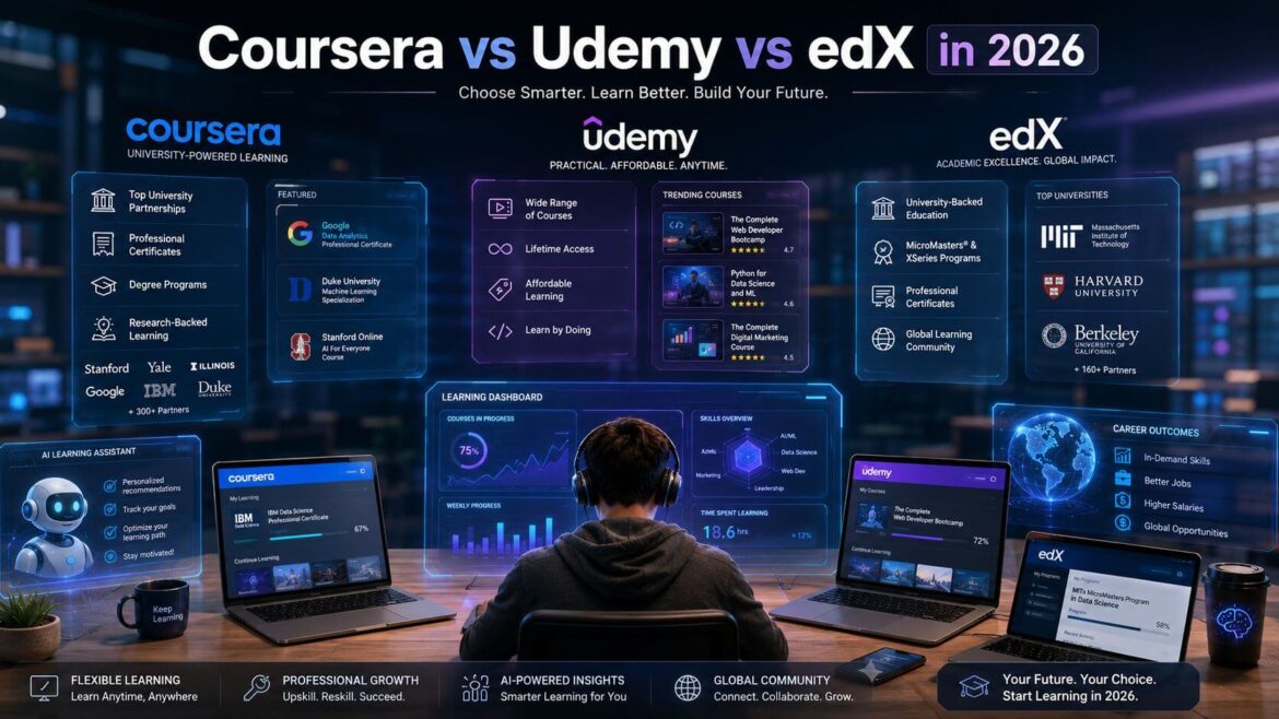 Coursera vs Udemy vs edX online learning platforms