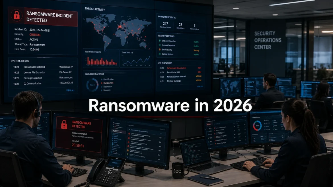 Ransomware incident monitoring in a modern cybersecurity operations center