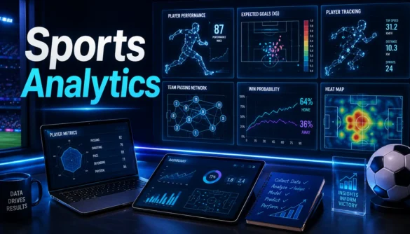 Sports analytics dashboard showing player performance metrics predictive models and advanced statistics