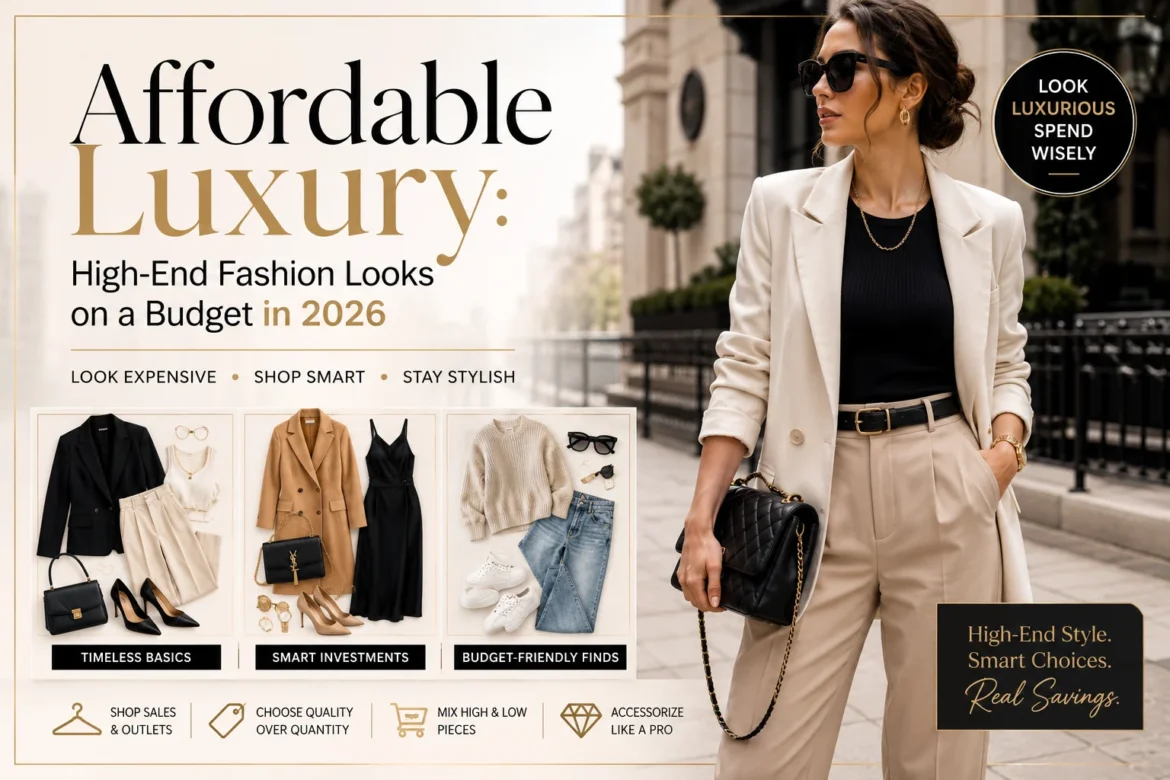 Stylish woman showcasing affordable luxury fashion with high-end designer-inspired outfits and budget-friendly wardrobe essentials in 2026