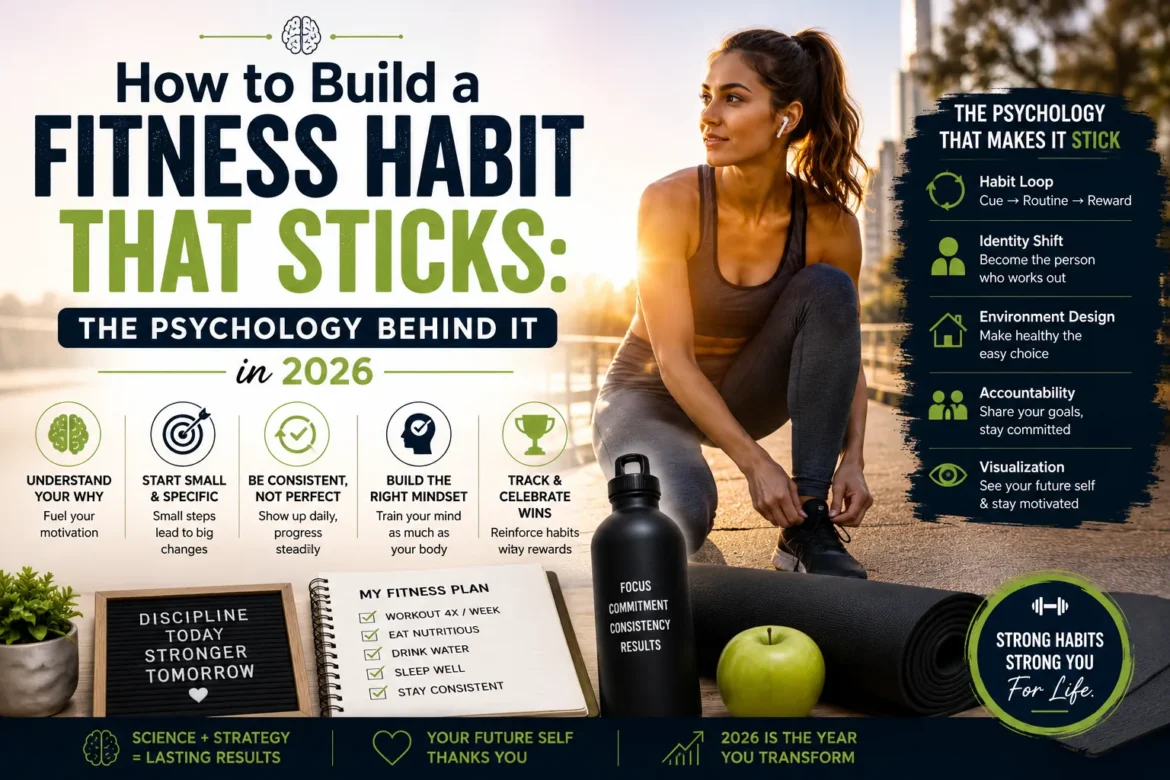 Woman building a sustainable fitness habit using psychology-based strategies, workout routines, and healthy lifestyle practices in 2026
