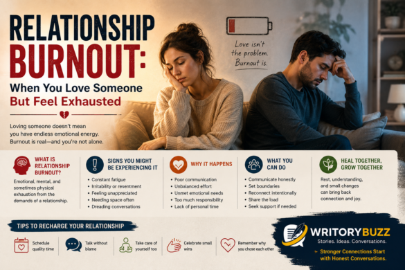Couple experiencing relationship burnout while learning healthy communication, emotional boundaries, and self-care strategies to reconnect.