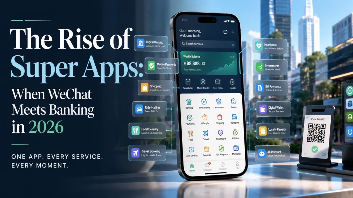 Modern super app combining banking, payments, shopping, messaging, and digital services in a single mobile application ecosystem.
