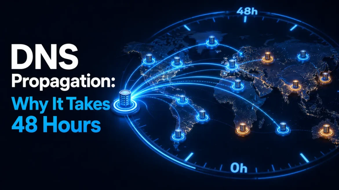 DNS propagation timeline showing how DNS changes spread across global servers and how to check propagation status.