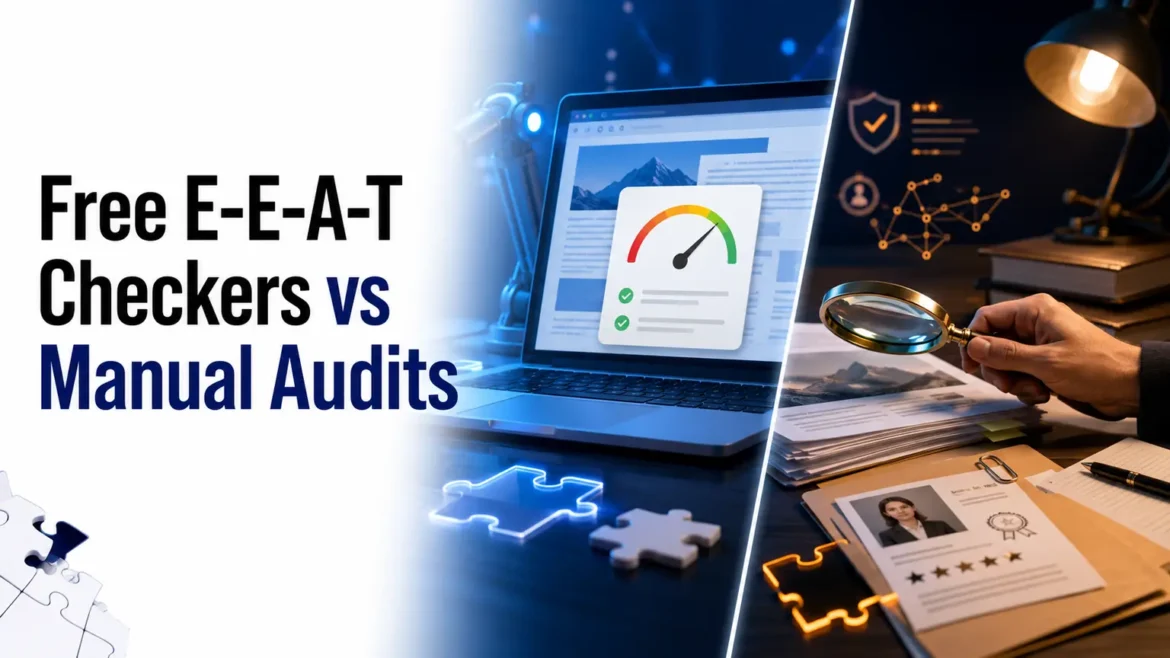 9 E-E-A-T trust signals checklist showing key factors for improving page credibility, authority, and SEO before publishing.