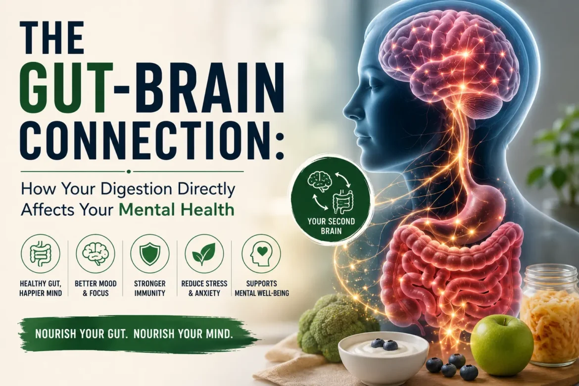 Gut-brain connection showing how digestion affects mental health
