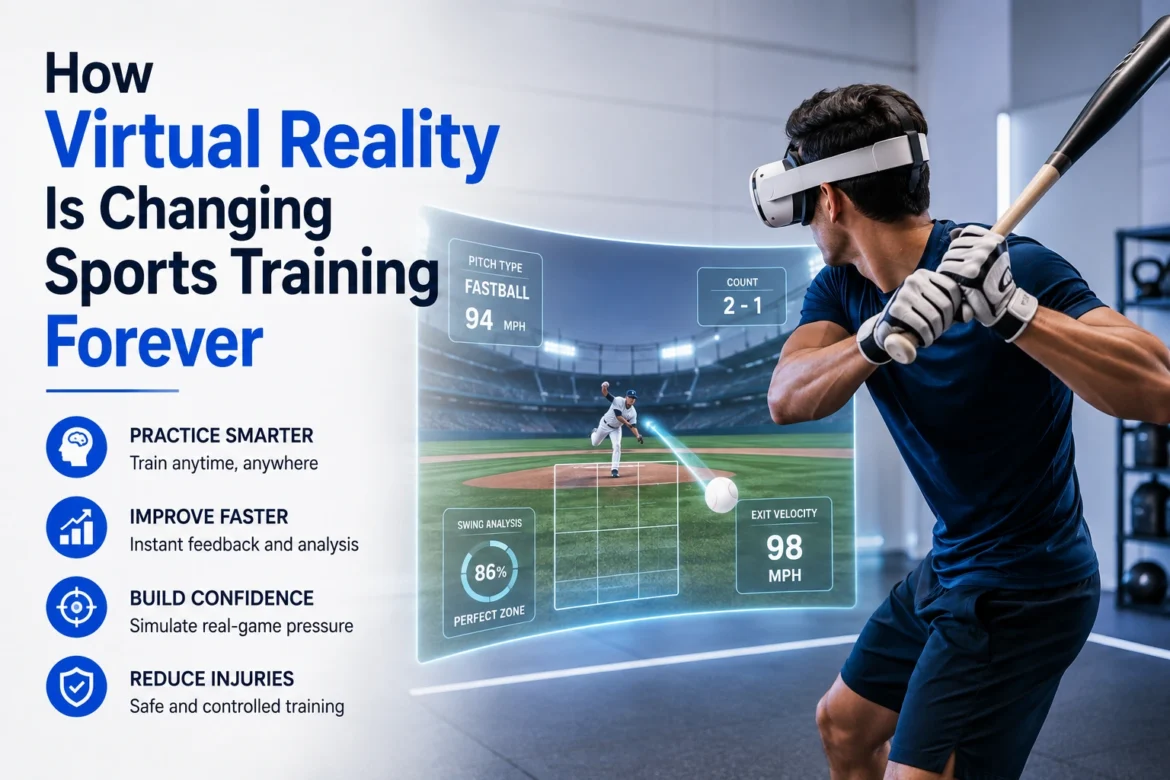 Athlete using virtual reality for sports training and performance practice